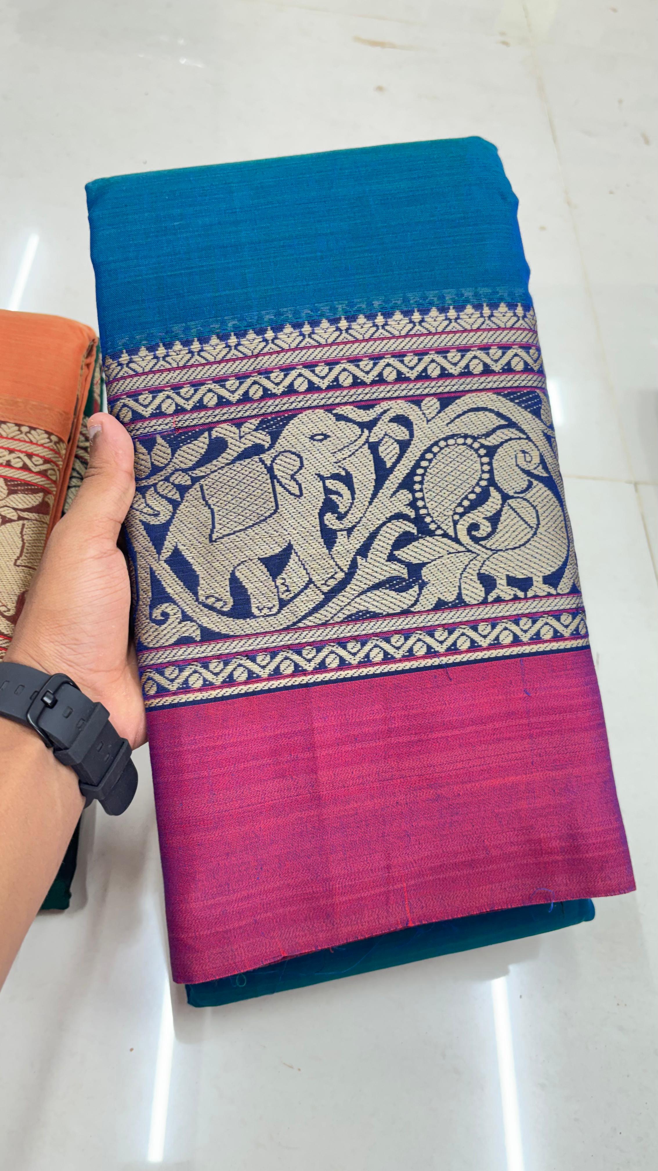 Tanvi Gold Jari Narayanpet Pure Cotton Saree